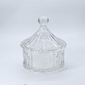 Vintage Goebel Circus Tent Box w/lid Leaded Frosted Crystal Horses MINT, Germany